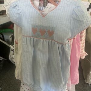 Baby Blue Heart Embroidered Romper